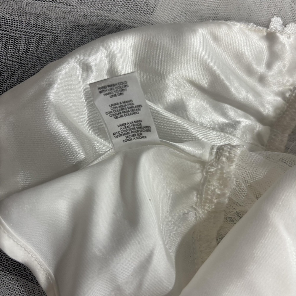 Sheer Mesh Floral Camisole Tank Top Womens Medium White Empire Waist Fairy Rodeo - Picture 14 of 14